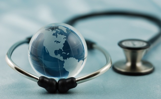 stethoscope wrapped around the globe