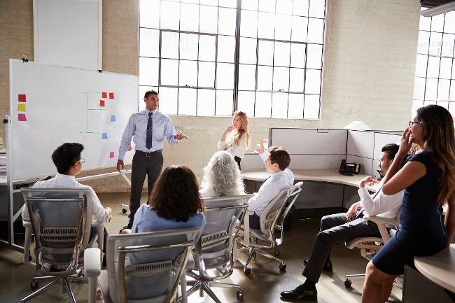 business people in a group discussion at work